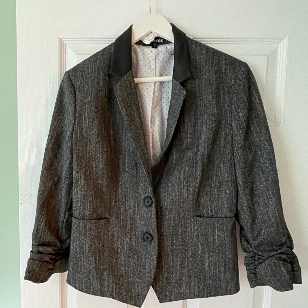 Express Gray blazer with leather accents size 12